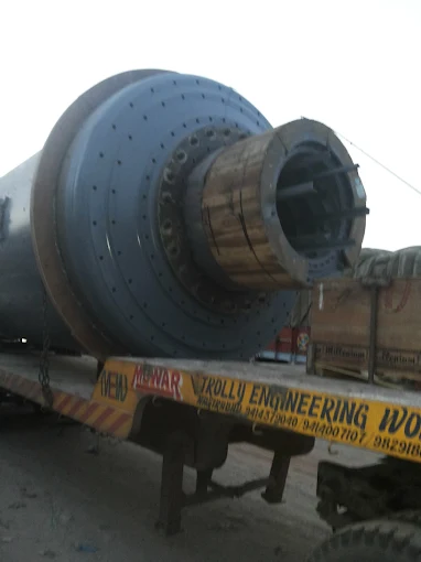 Large fabricated drum on transport vehicle