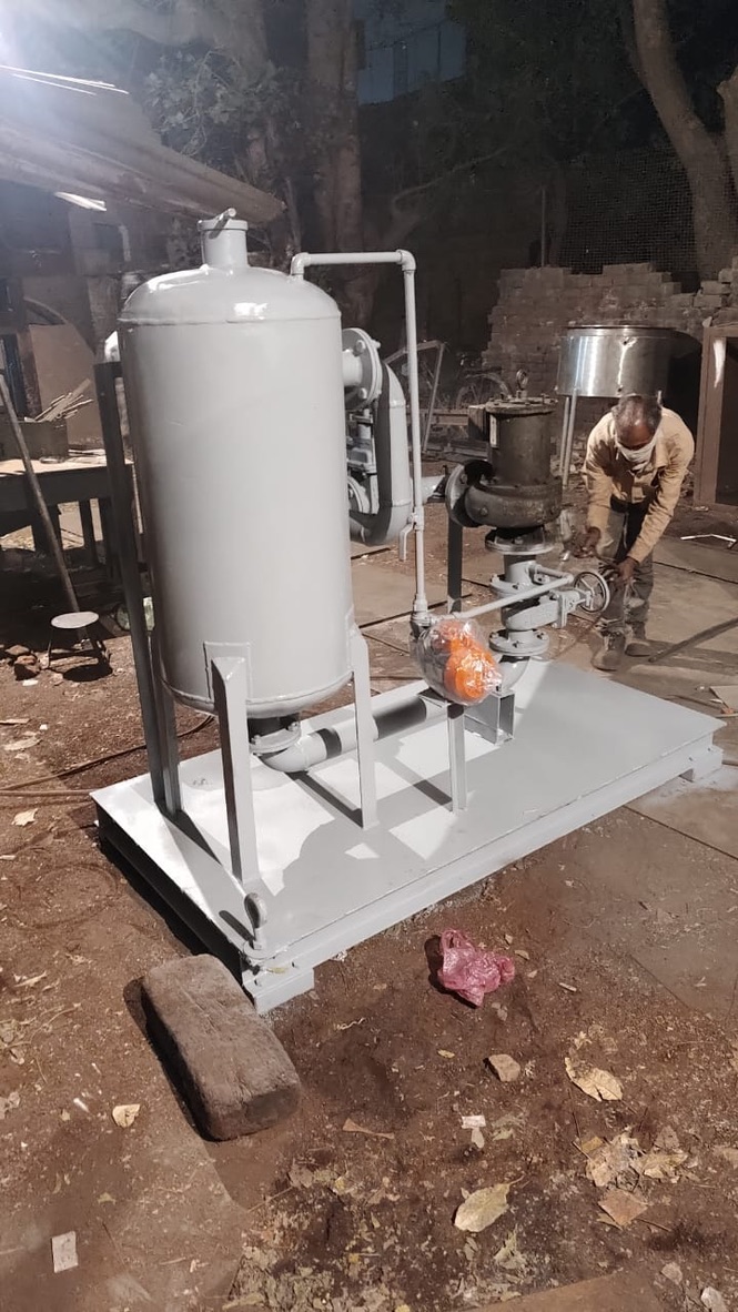 Pressure vessel skid night view