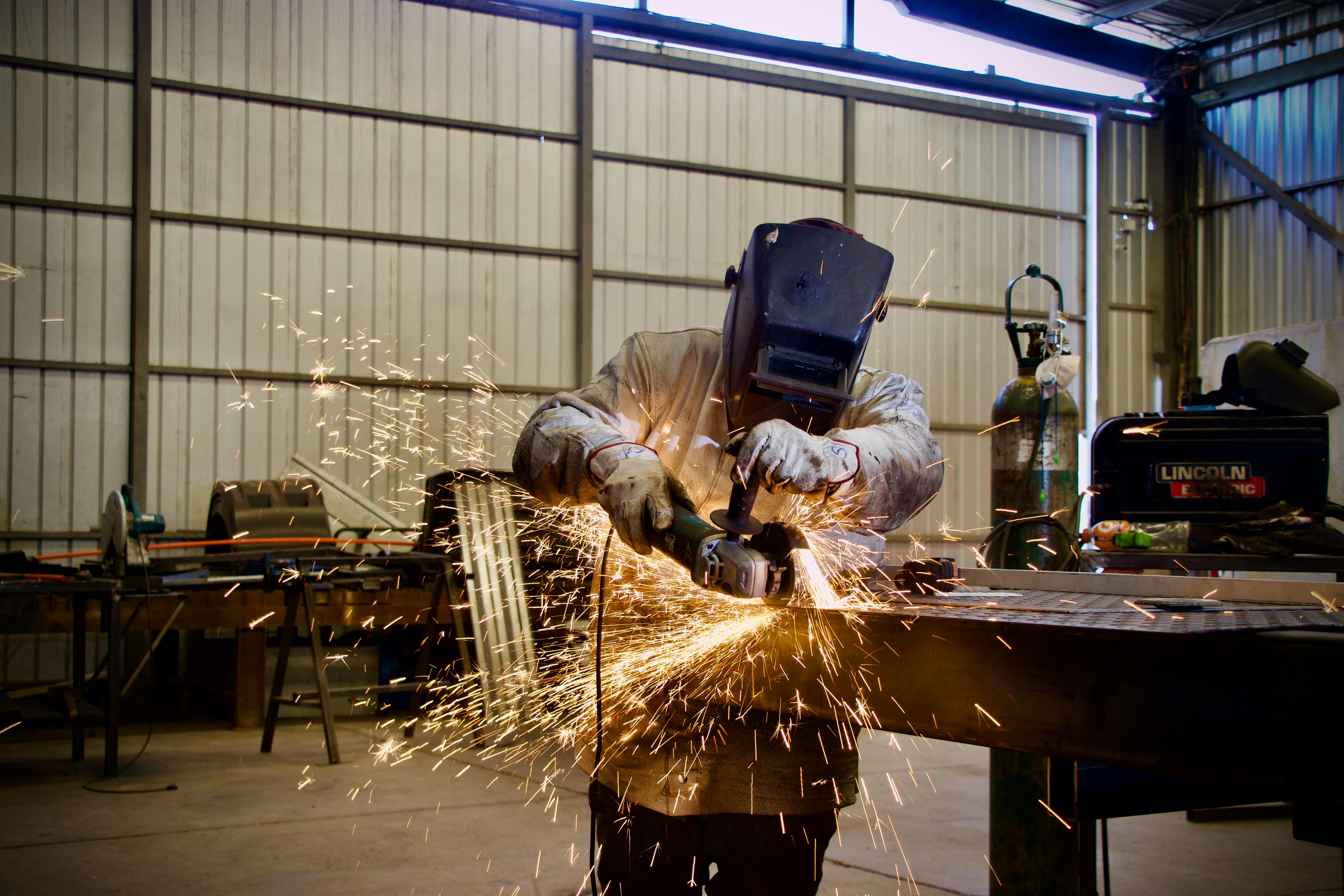 Welding and grinding sparks